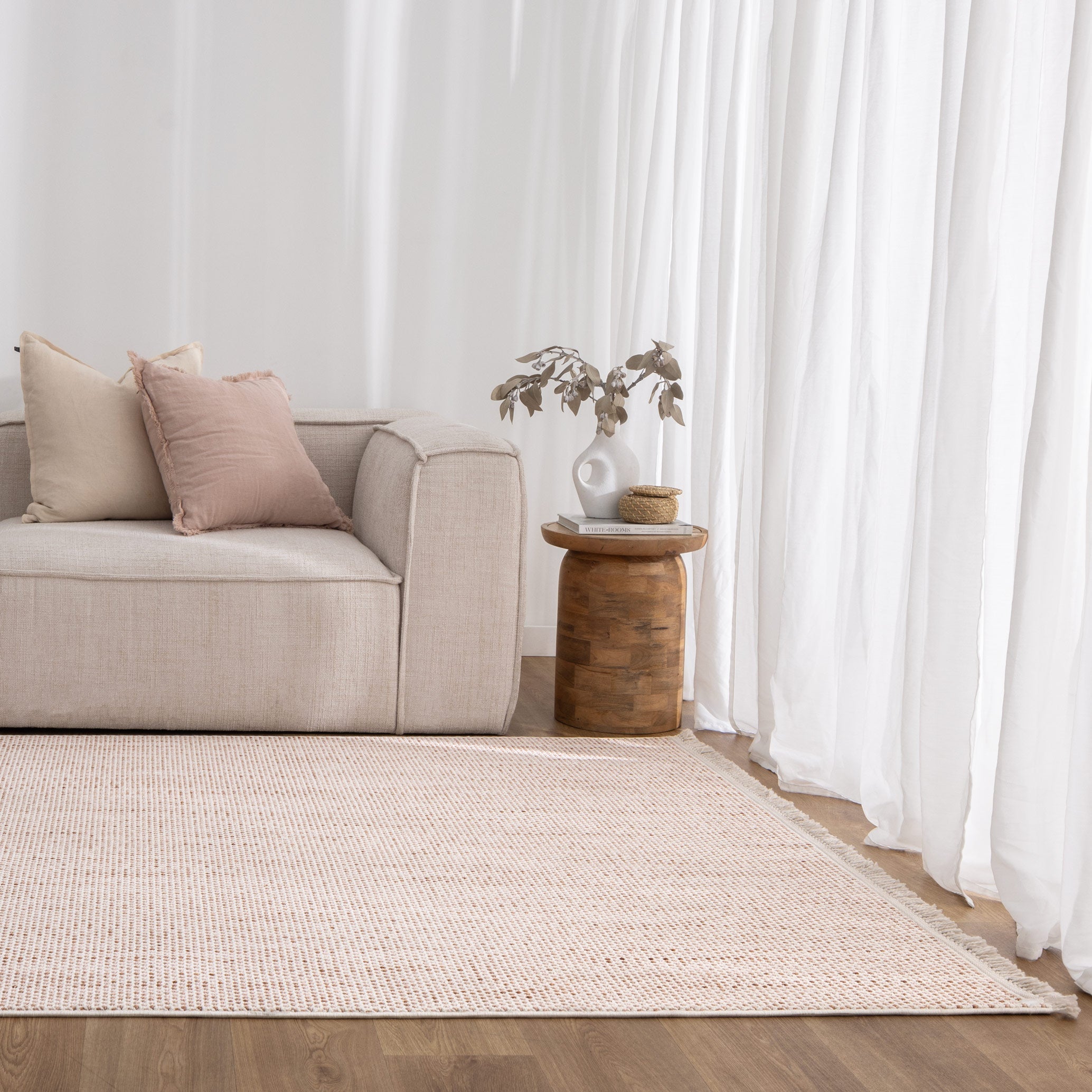 Berno Ivory Pink Loop Rug - B003 - Ivory area rug rug from Vogue Rugs Australia