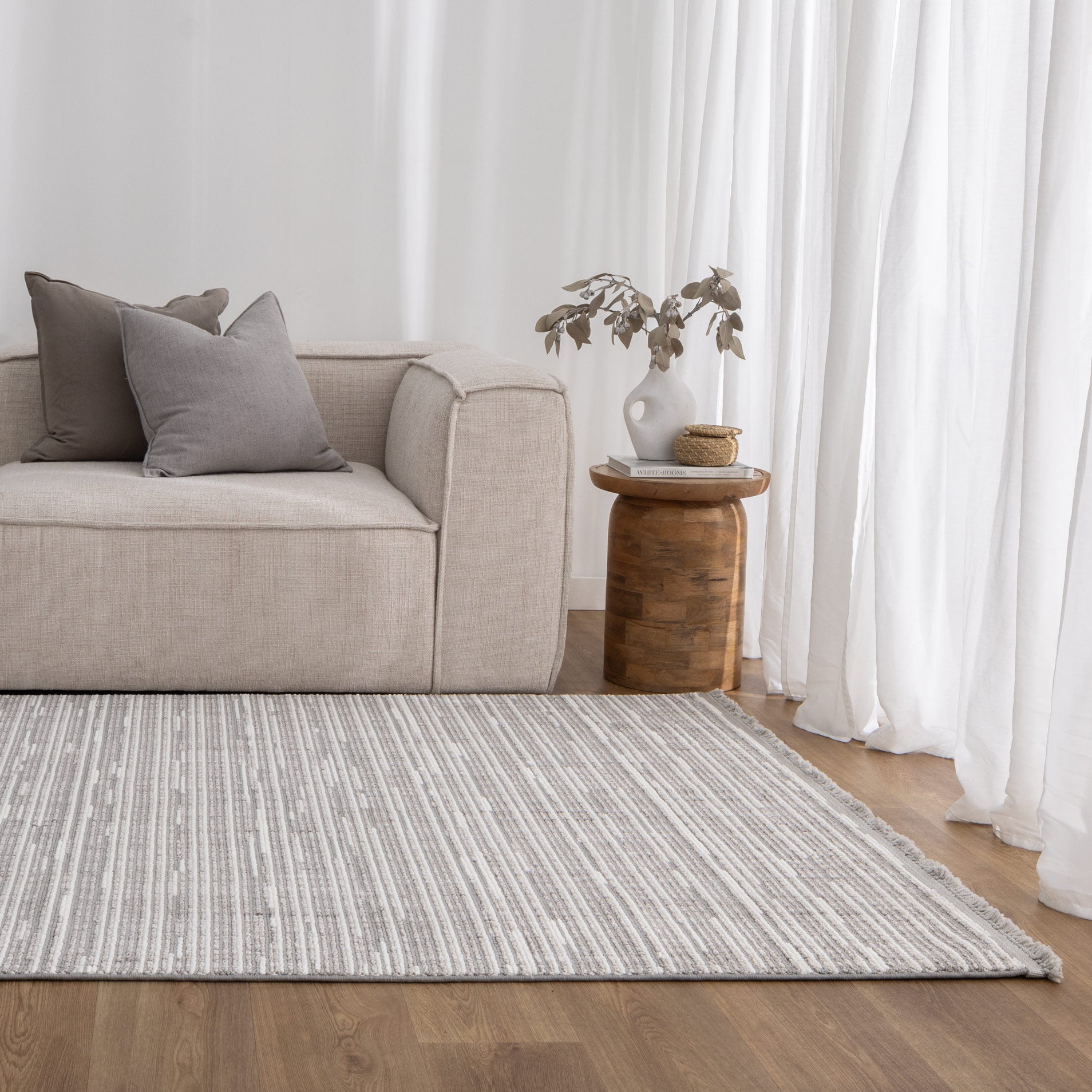 Berno Silver Ivory Loop Lines Rug - B006 - Ivory area rug rug from Vogue Rugs Australia
