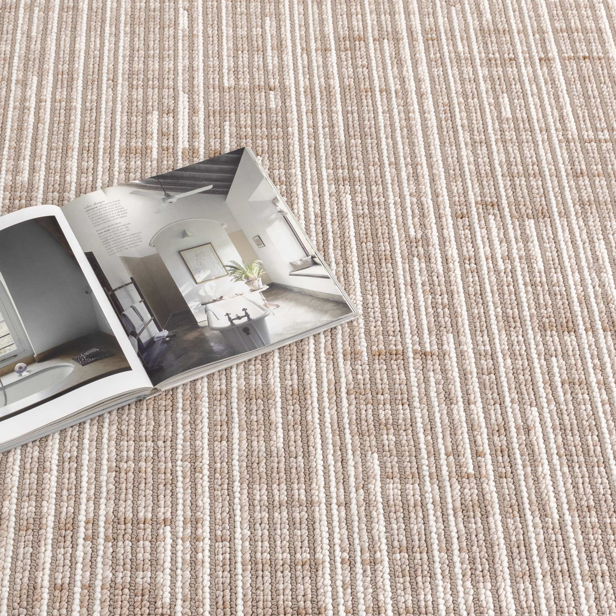 Berno Beige Ivory Loop Lines Rug - B007.