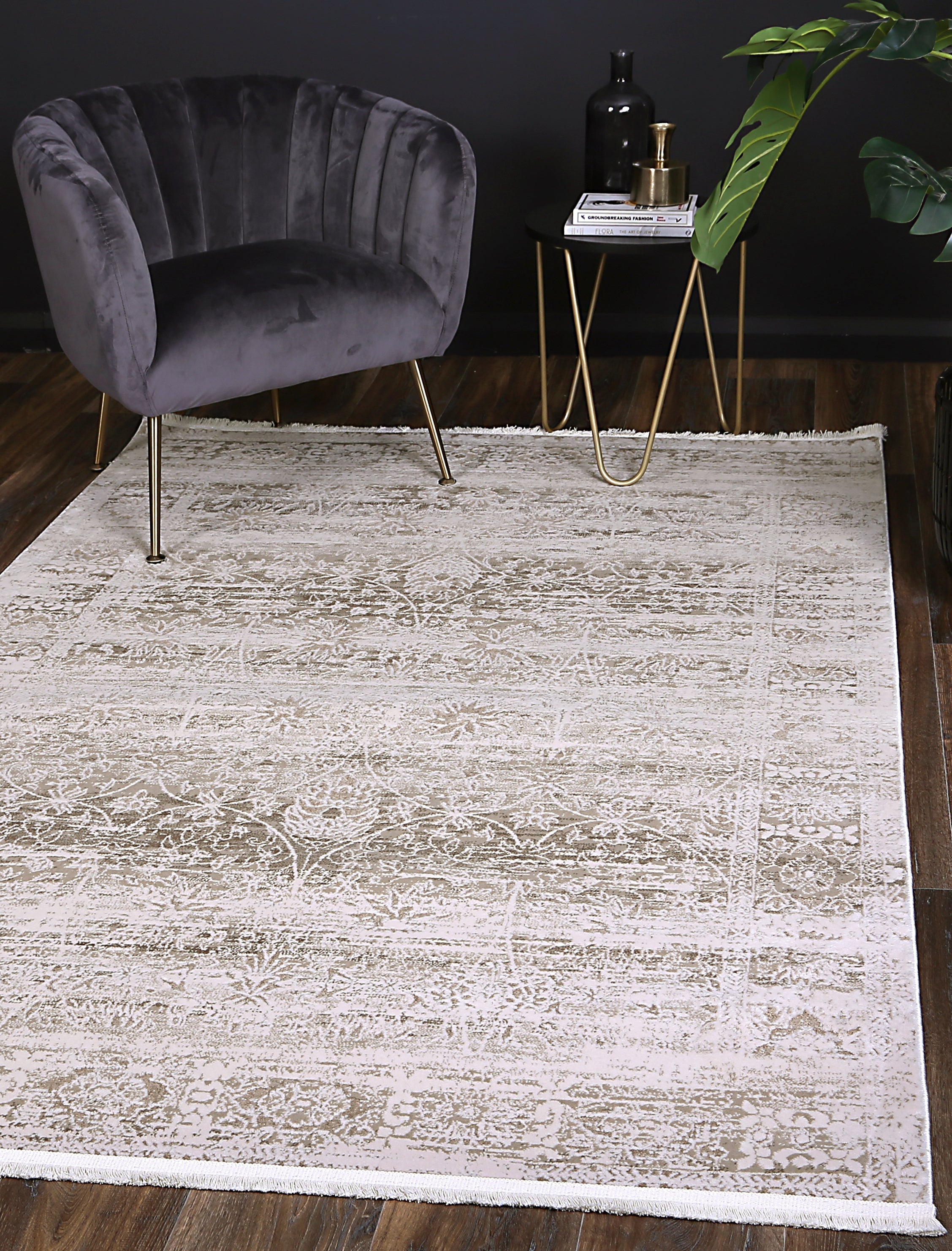 Bohemian Paradise Solid Beige Modern Rug - 02BEIG.