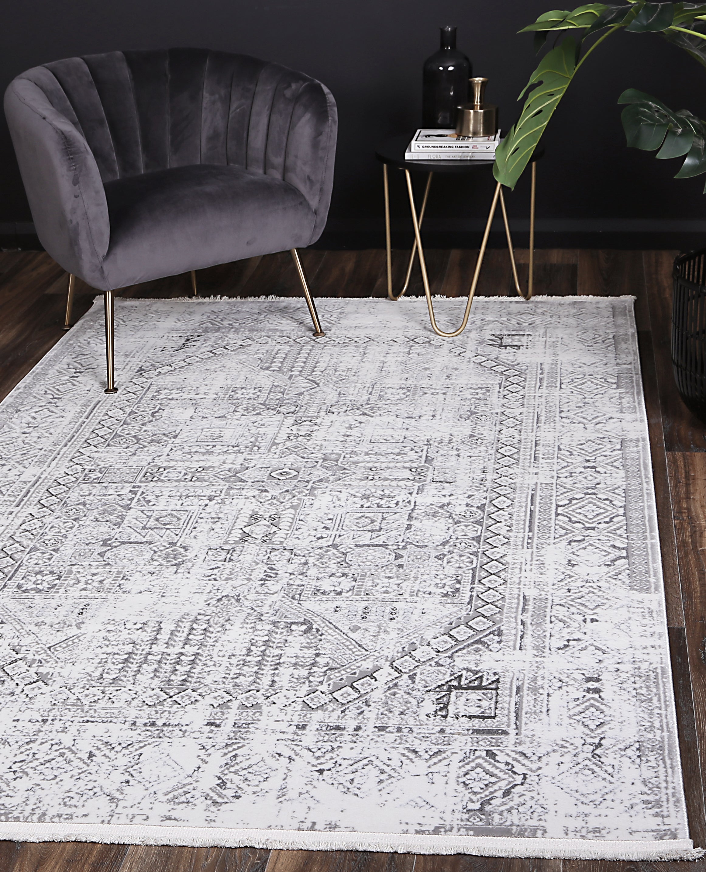 Bohemian Paradise Panel Grey Rug - 03GREY.