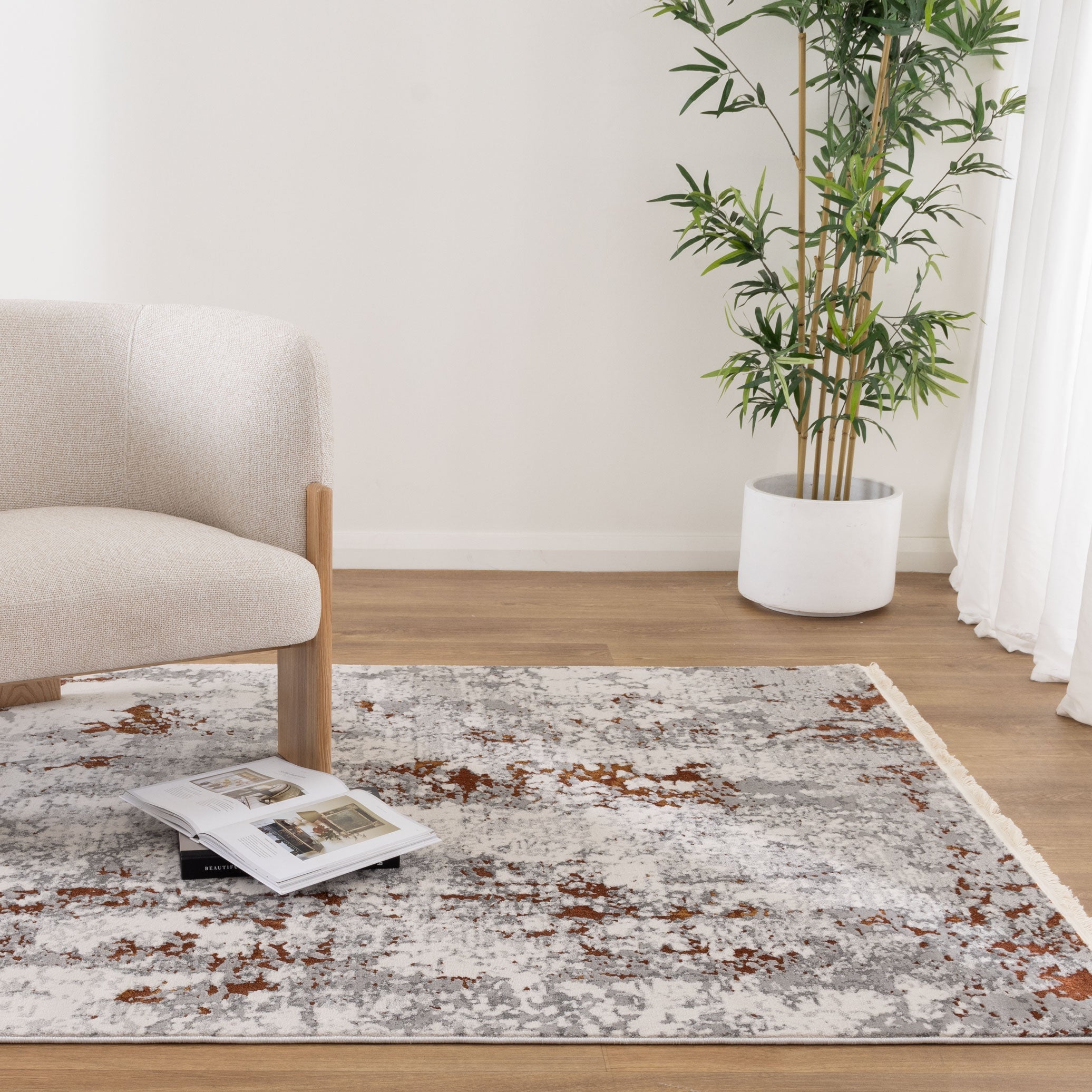Bohemian Paradise One Modern Grey Terracotta Rug - 01GTER - Grey modern rug from Vogue Rugs Australia