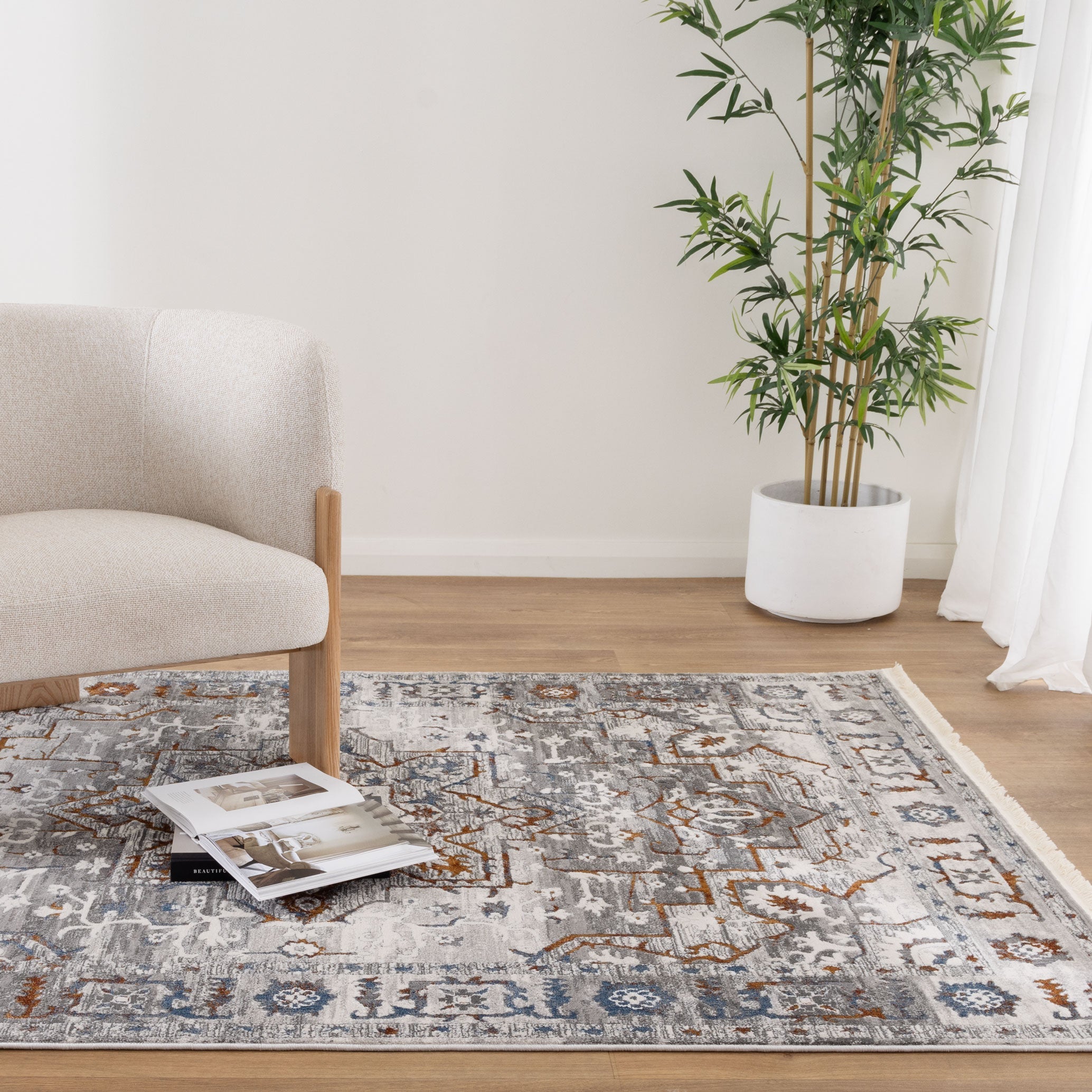 BOHEMIAN PARADISE BOHEM5 GREY MULTI - 05GMUL - Grey bohemian rug from Vogue Rugs Australia