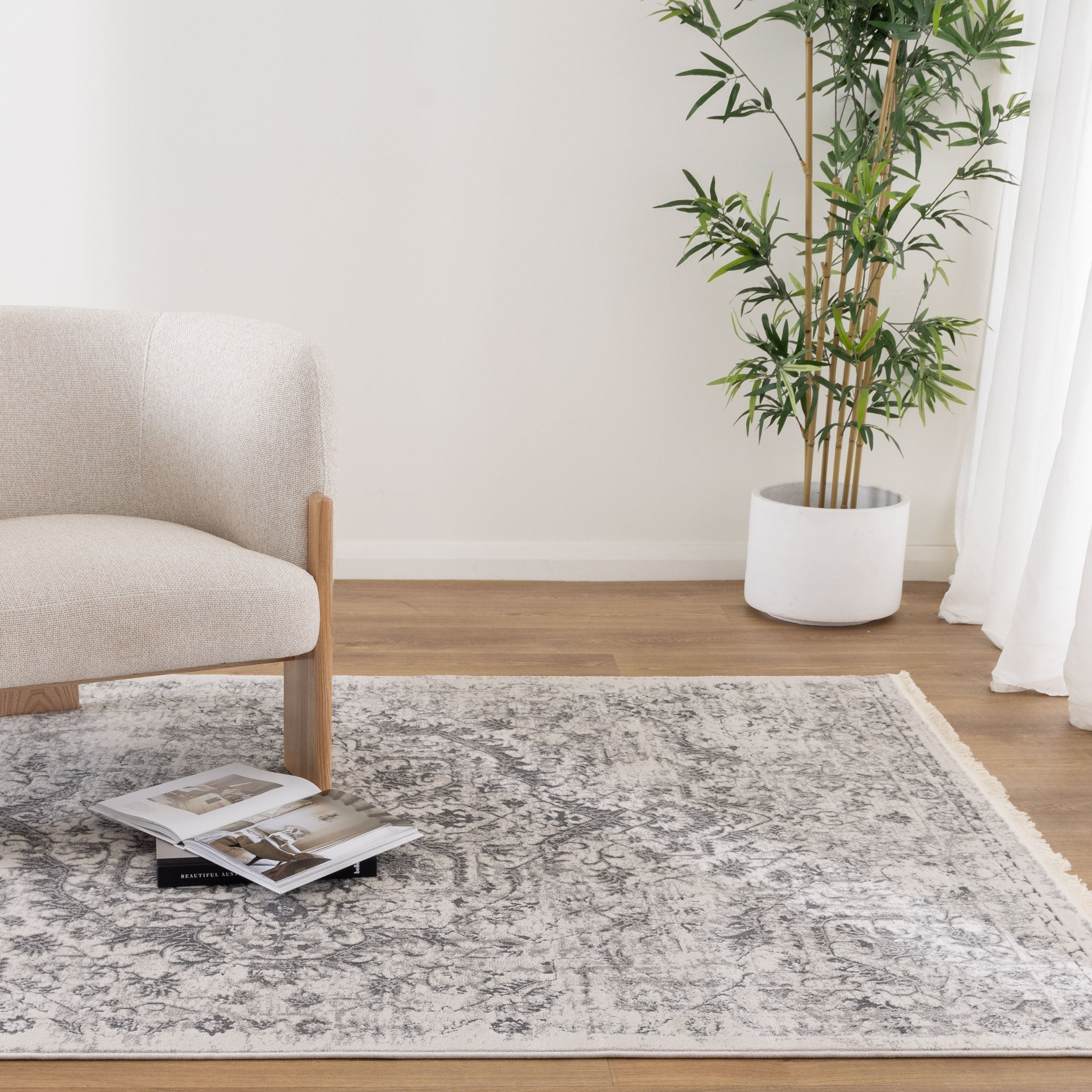 Bohemian Paradise Vintage Grey Rug - 07GREY - Grey vintage rug from Vogue Rugs Australia
