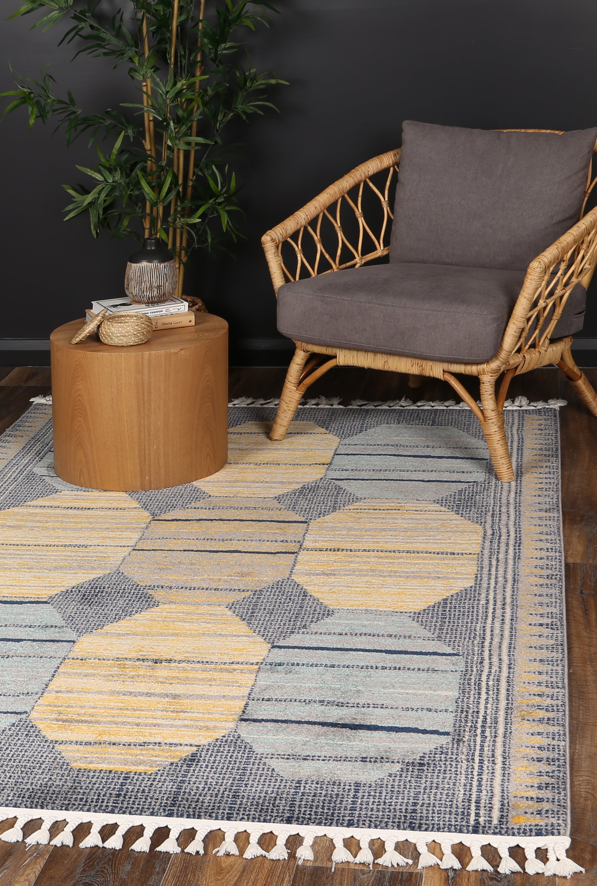 Asilah Bp65A D.Blue Yellow - Blue asilah rug from Vogue Rugs Australia