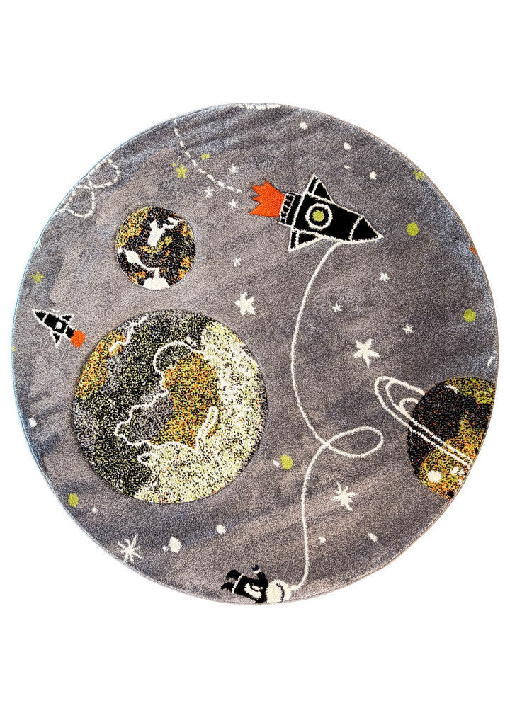 Cotton Candy D359A Space Grey ROUND - Grey kids rug from Vogue Rugs Australia