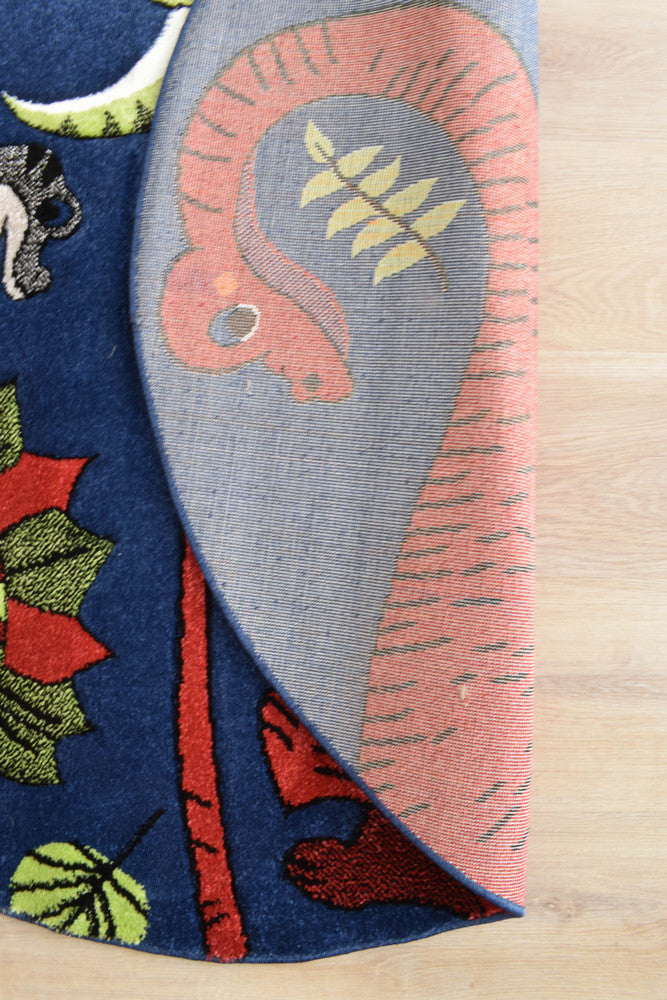 Cotton Candy E925A Dinosaur Blue ROUND - Blue kids rug from Vogue Rugs Australia
