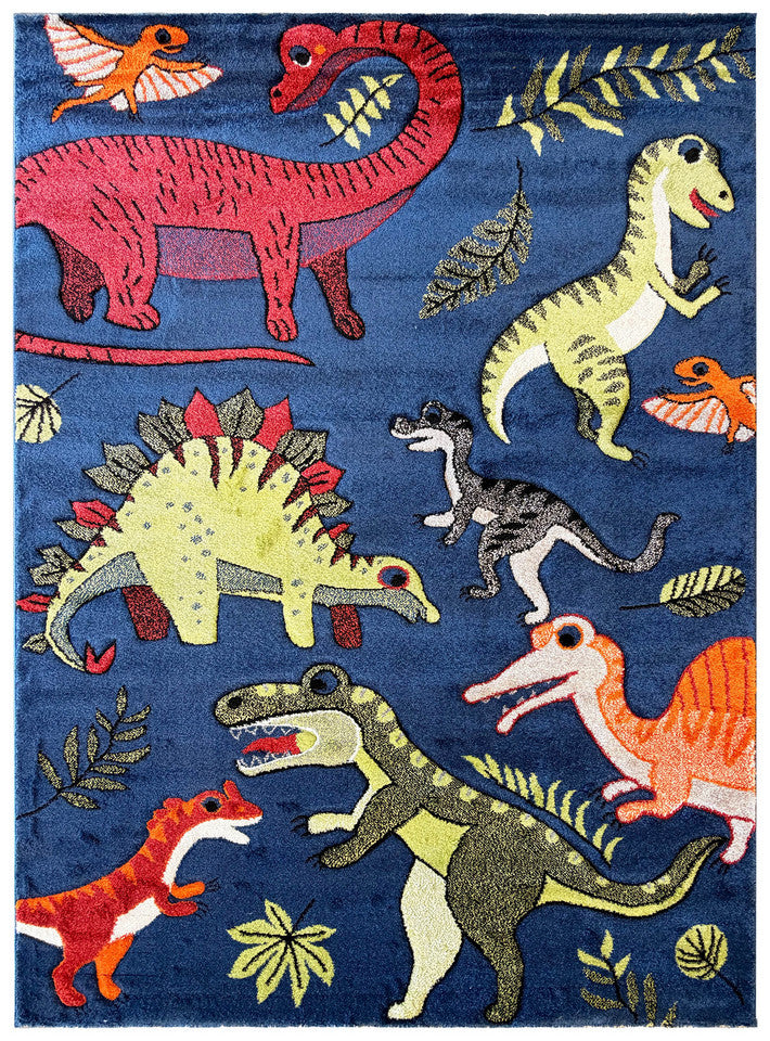 Cotton Candy E925A Dinosaur Blue - Blue kids rug from Vogue Rugs Australia
