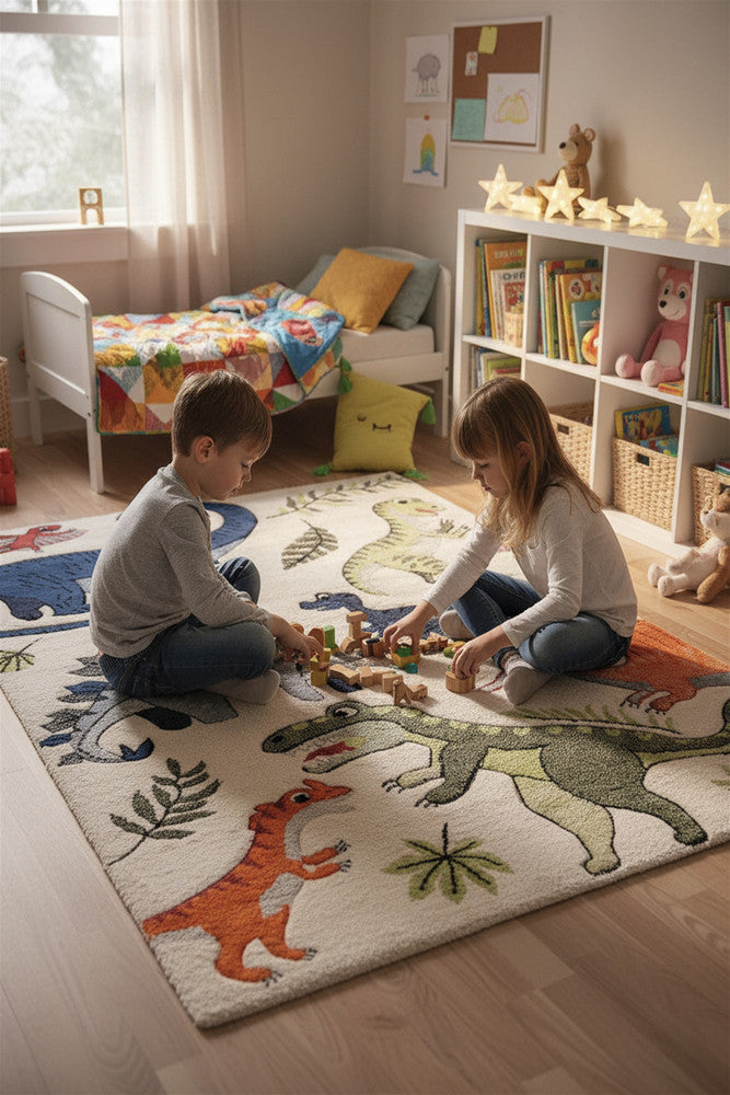 Cotton Candy E925A Dinosaur Cream - Cream kids rug from Vogue Rugs Australia