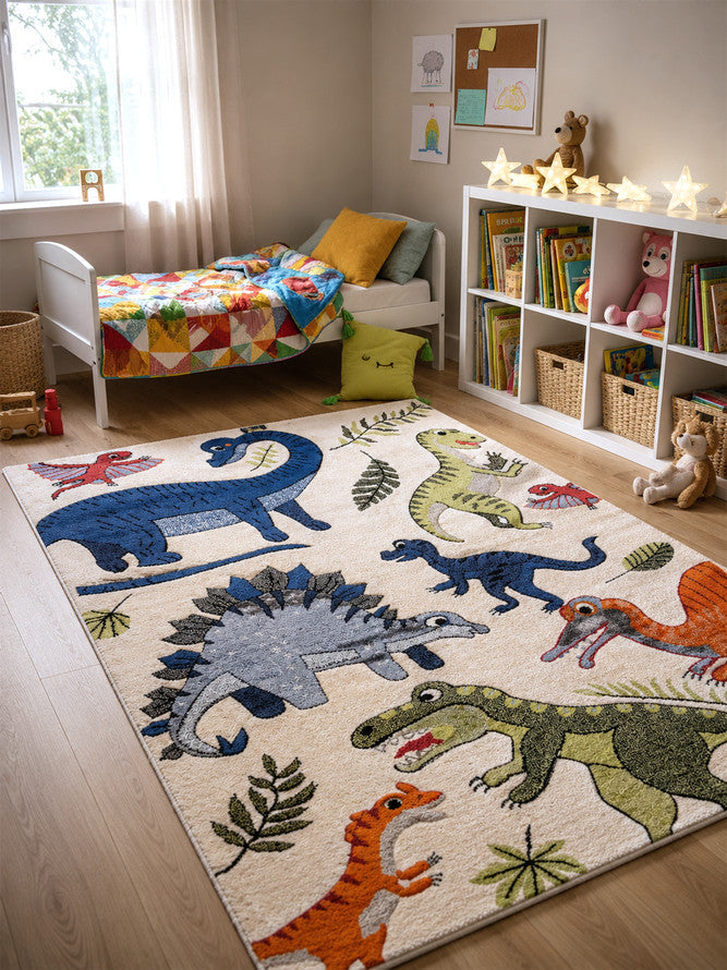 Cotton Candy E925A Dinosaur Cream - Cream kids rug from Vogue Rugs Australia