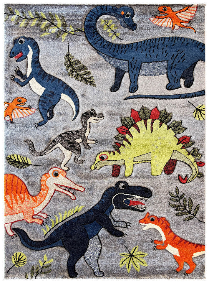 Cotton Candy E925A Dinosaur Grey - Grey kids rug from Vogue Rugs Australia