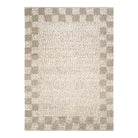 Eco Weave Checkered Border Cream Beige Jute and Wool Rug.