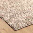 Eco Weave Checkered Border Cream Beige Jute and Wool Rug.