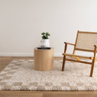 Eco Weave Checkered Border Cream Beige Jute and Wool Rug.