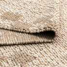 Eco Weave Checkered Border Cream Beige Jute and Wool Rug.