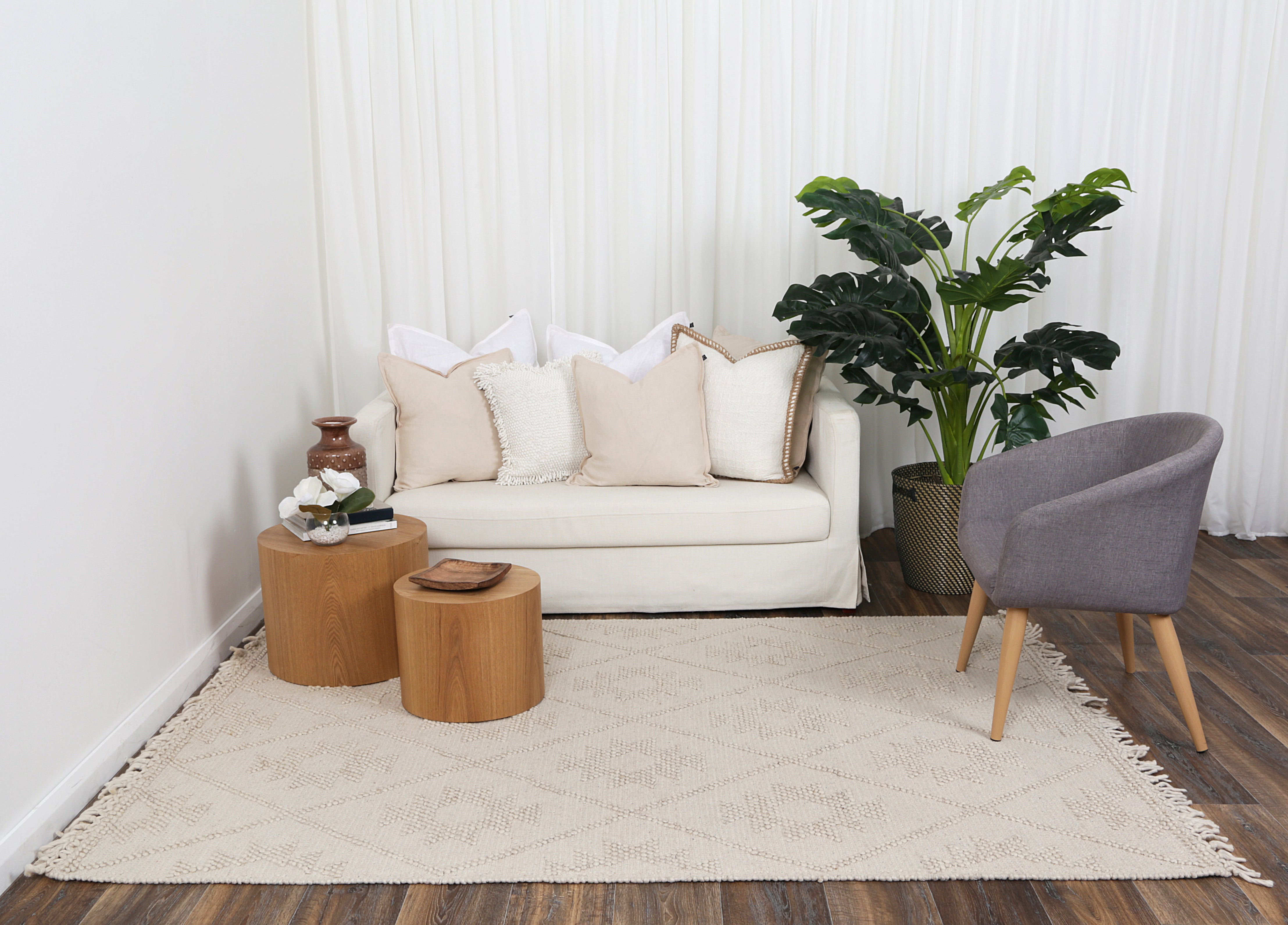 Diego Geometric Beige Wool Rug - DIEG04 - Beige area rug rug from Vogue Rugs Australia