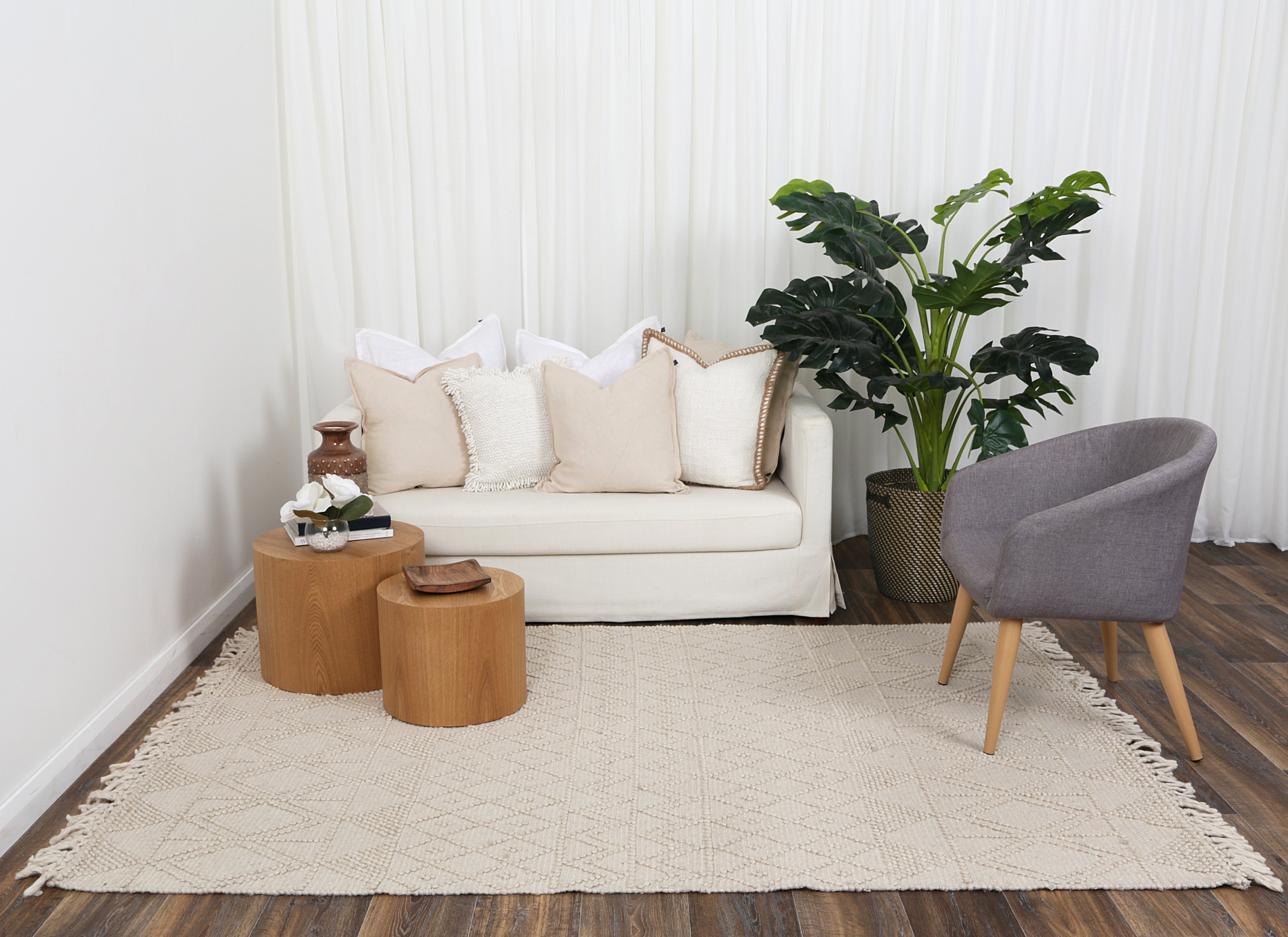 Diego Inca Beige Wool Rug - DIEG01.