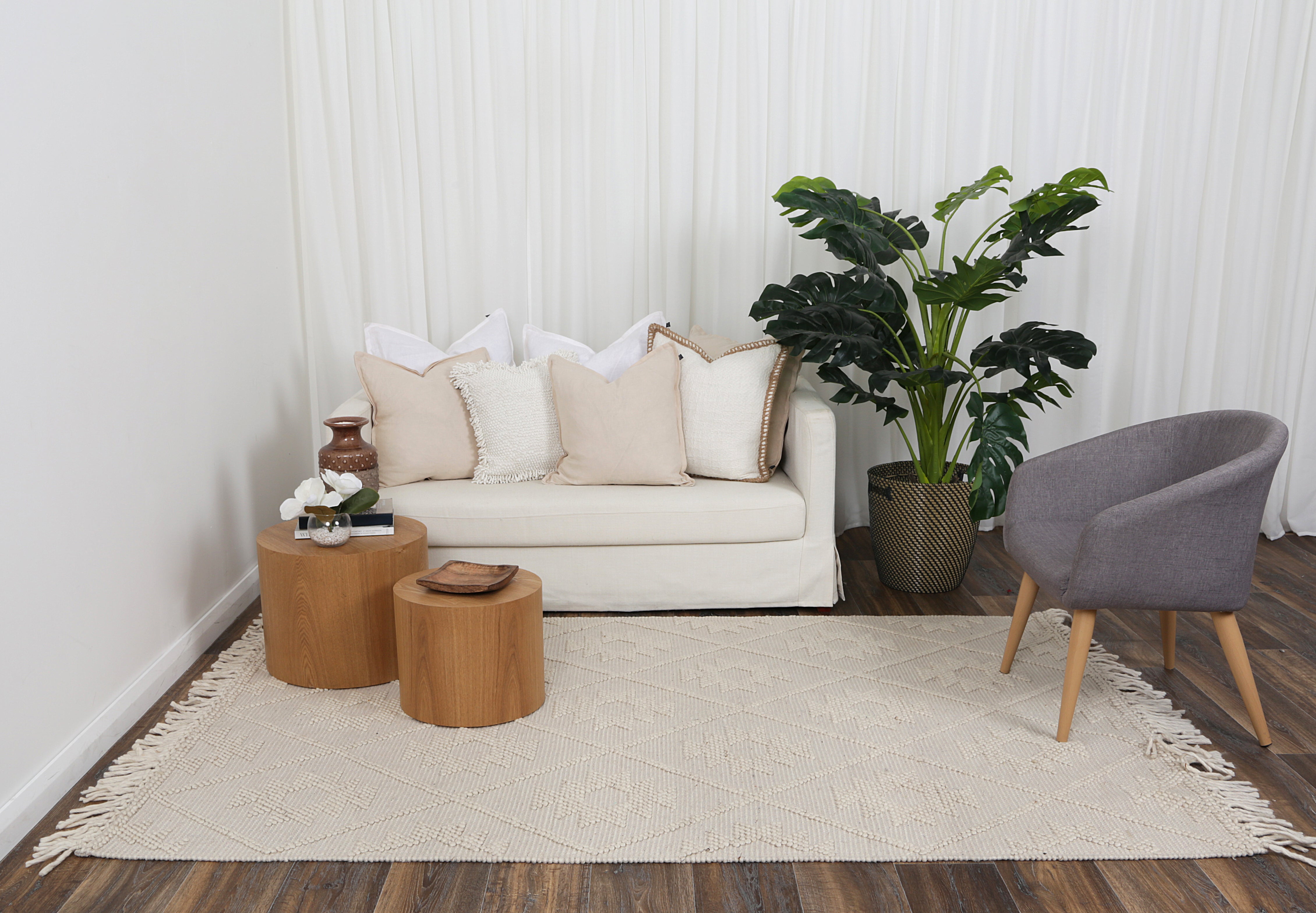 Diego Tribal Beige Wool Rug - DIEG02 - Beige tribal rug from Vogue Rugs Australia