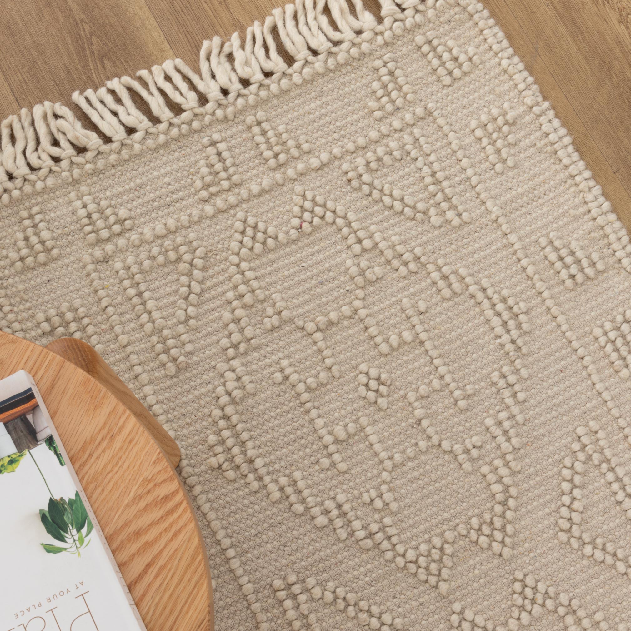 Diego Ornamental Beige Wool Rug - DIEG03.