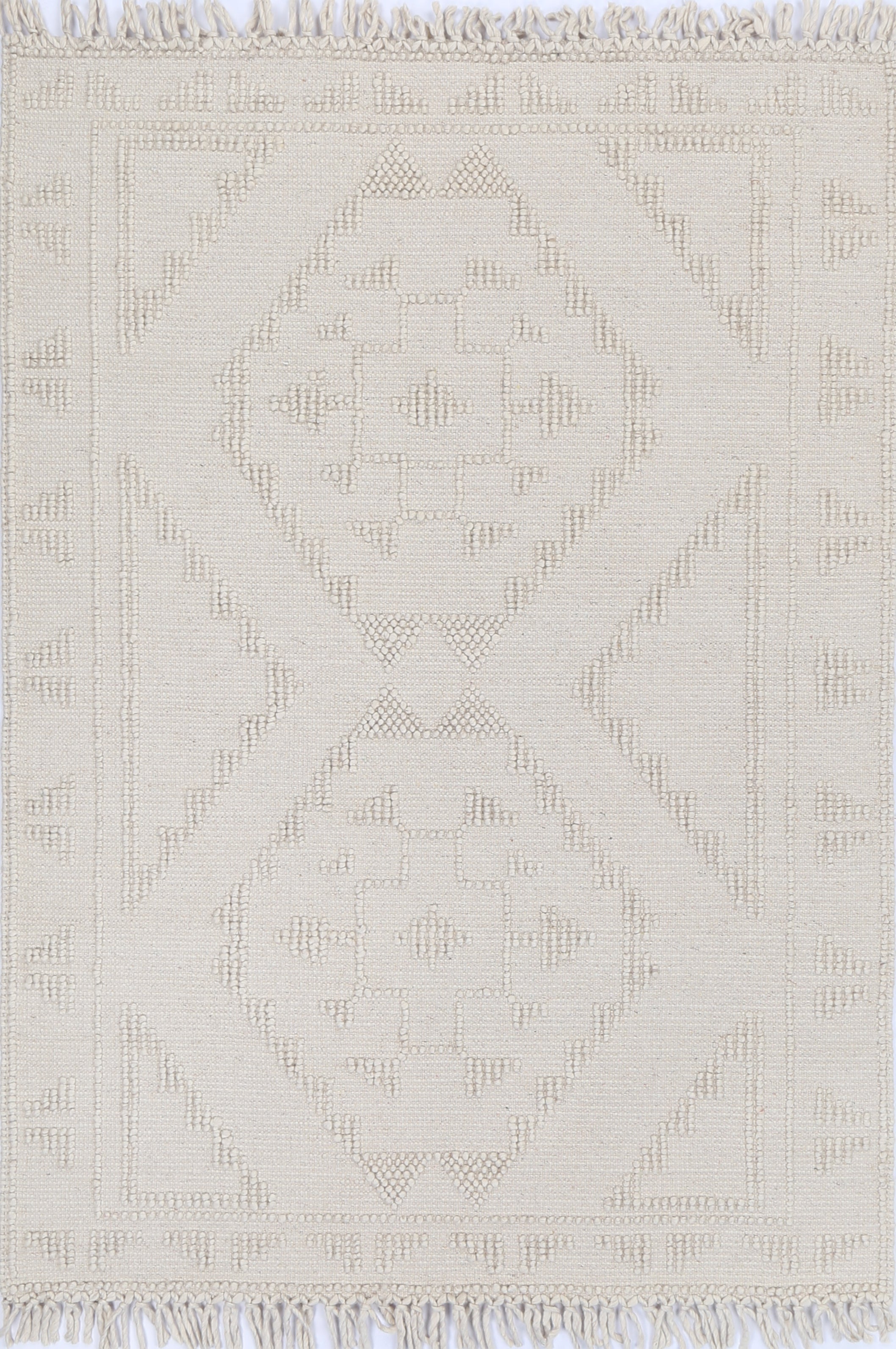 Diego Ornamental Beige Wool Rug - DIEG03.