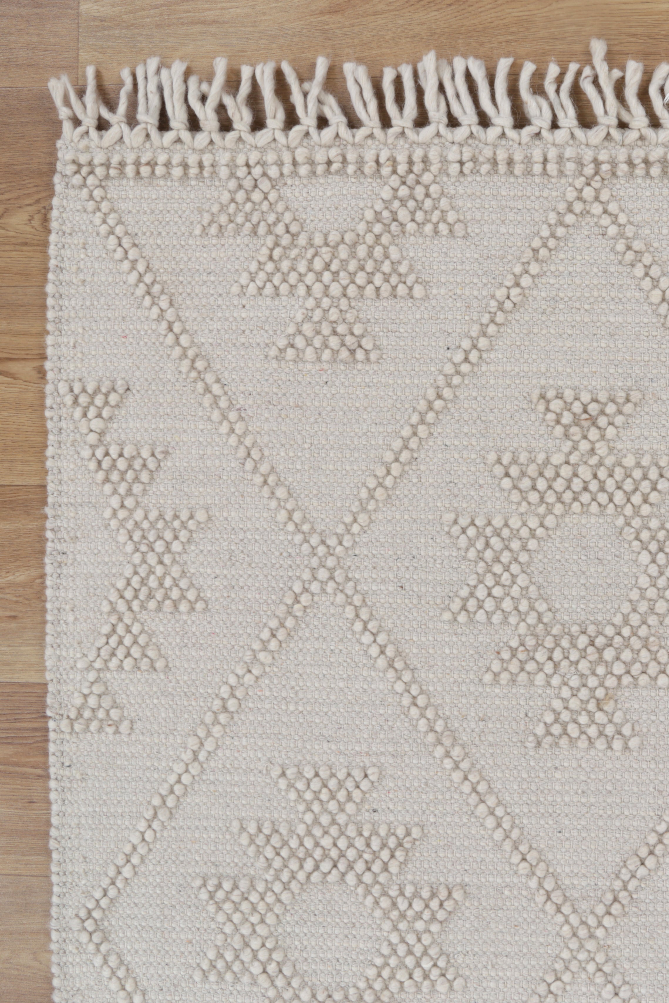 Diego Geometric Beige Wool Rug - DIEG04.