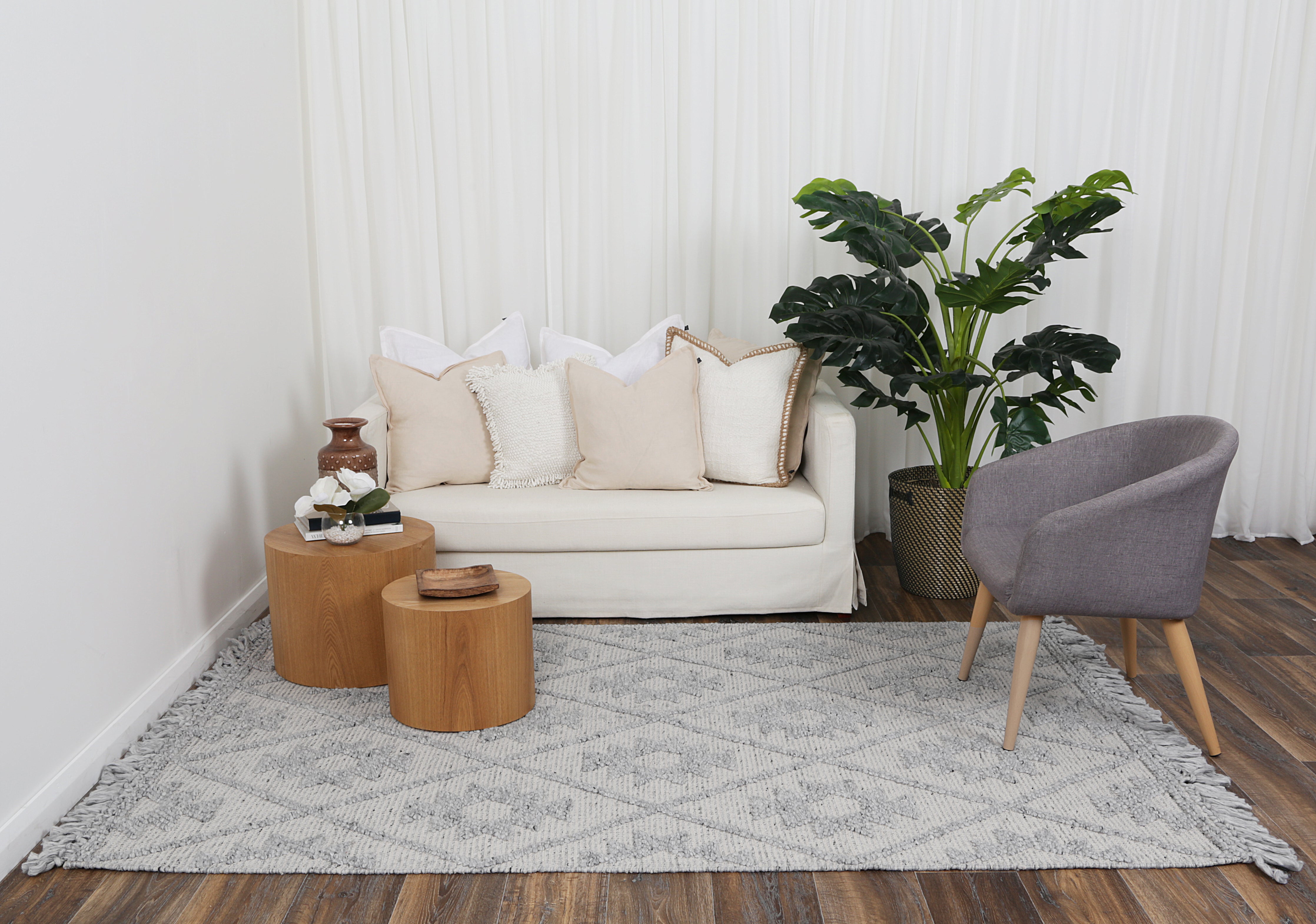 Diego Geometric Grey Wool Rug - DIEG04.