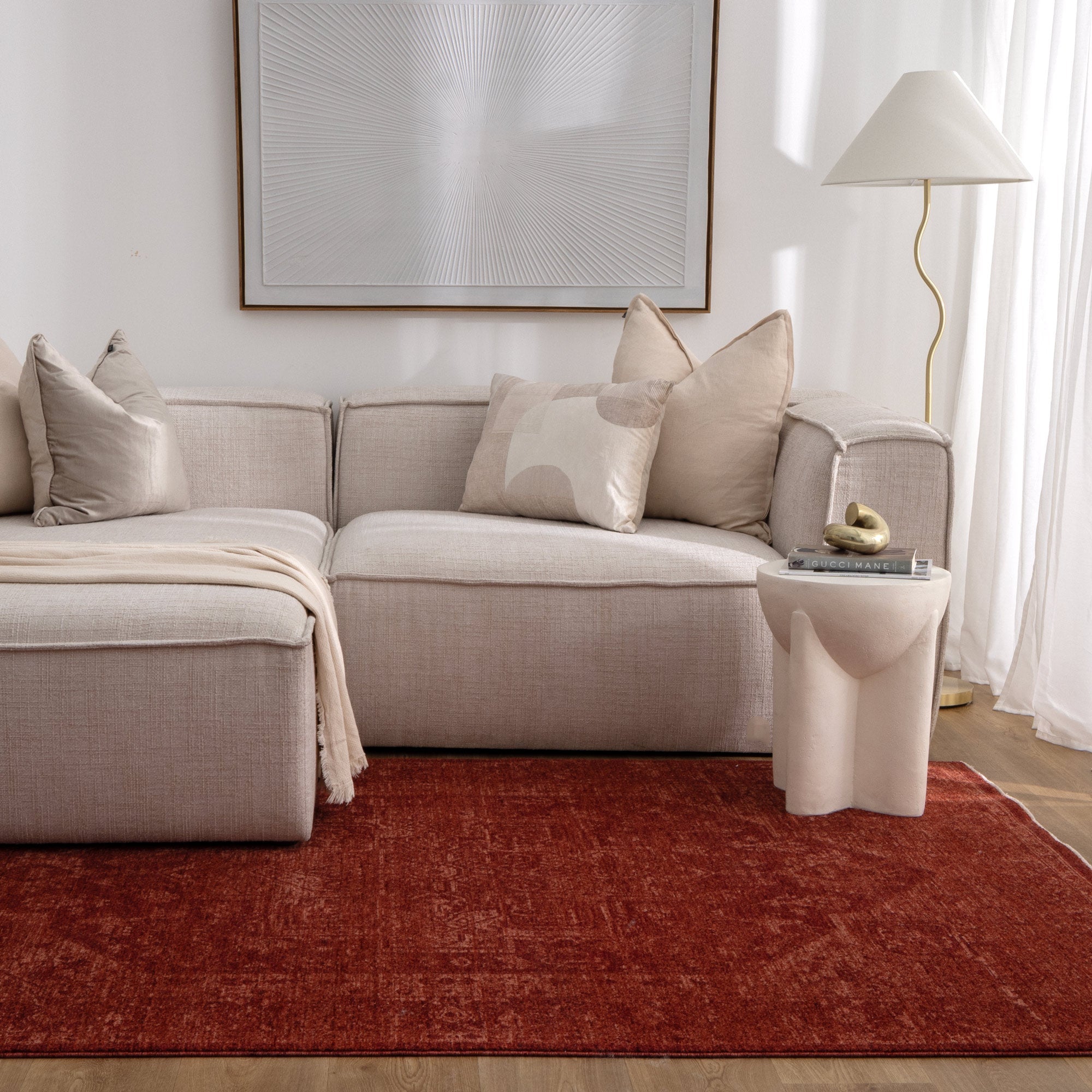 Heritage Distressed Medallion Rust Rug - H101 - Rust area rug rug from Vogue Rugs Australia