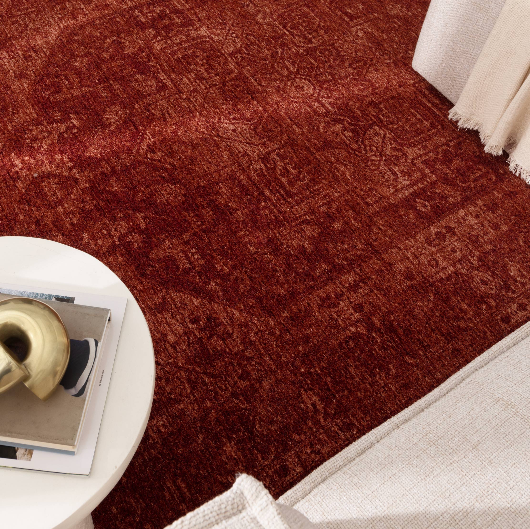 Heritage Distressed Medallion Rust Rug - H101 - Rust area rug rug from Vogue Rugs Australia