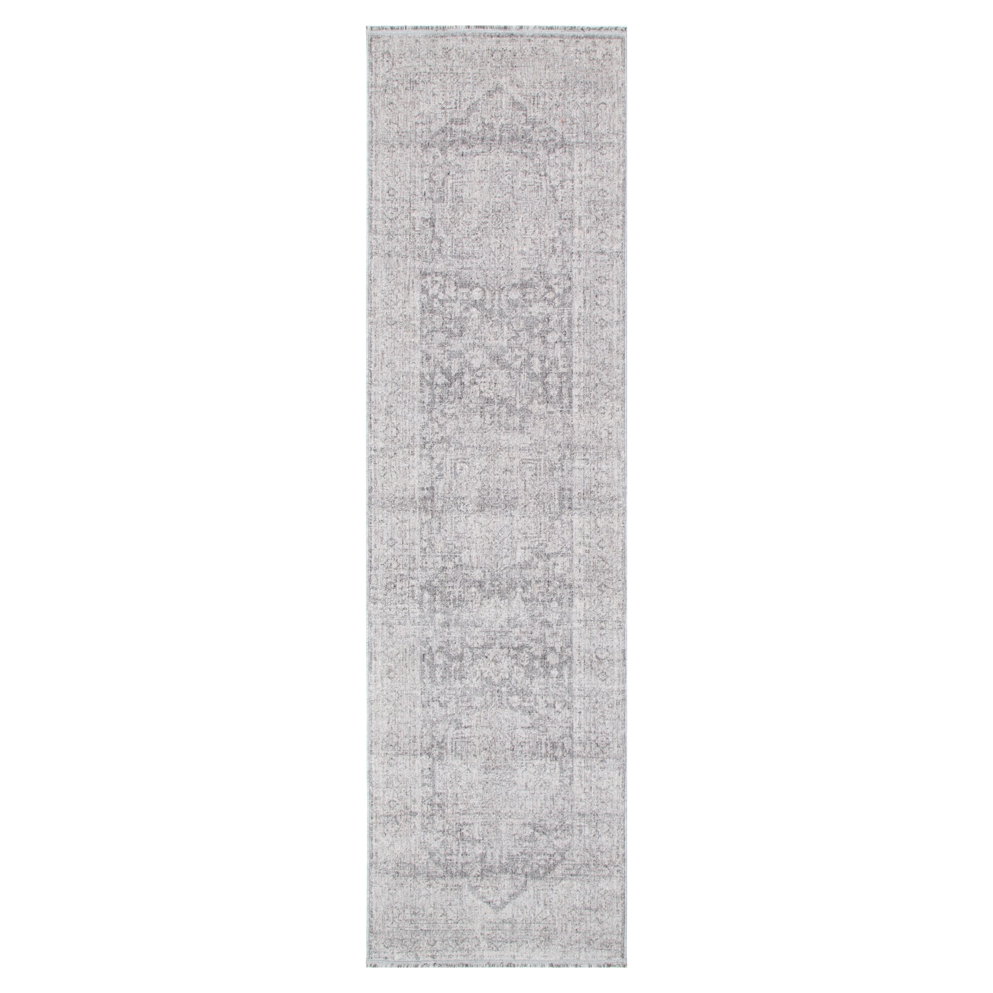 Heritage Distressed Medallion Grey Runner- H103: (Different Tassel) - Grey area rug rug from Vogue Rugs Australia