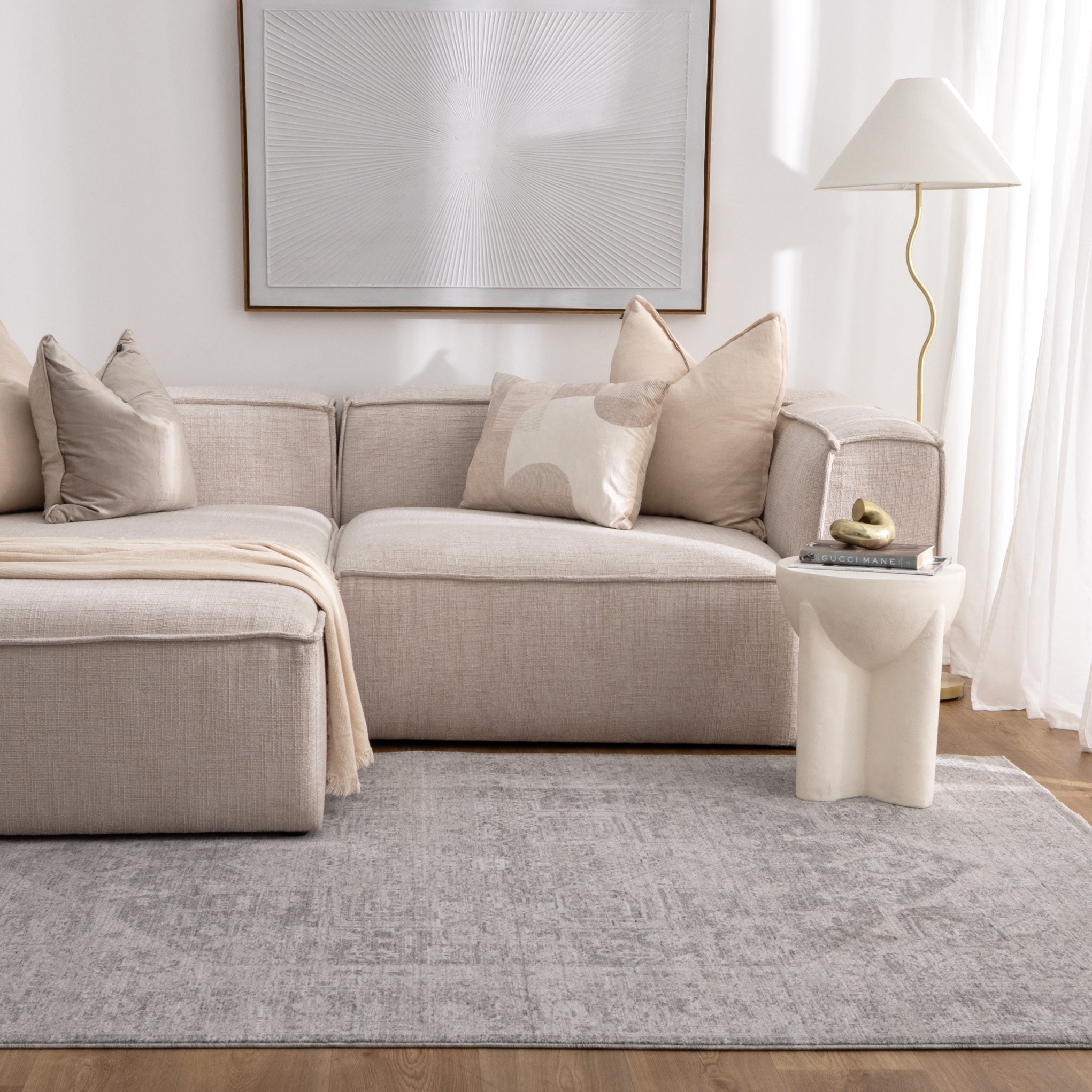Heritage Distressed Medallion Grey Rug - H103.