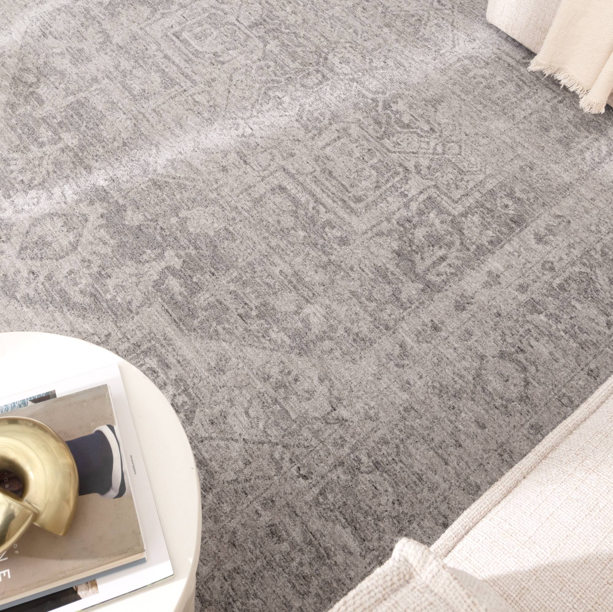 Heritage Distressed Medallion Grey Rug - H103.