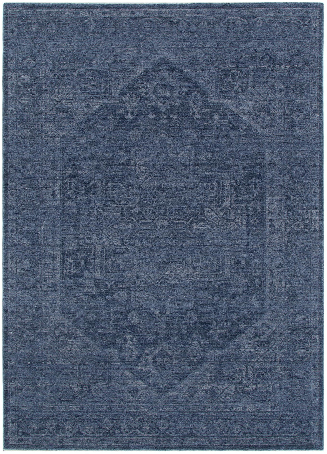 Heritage Distressed Medallion Blue Rug - H104.
