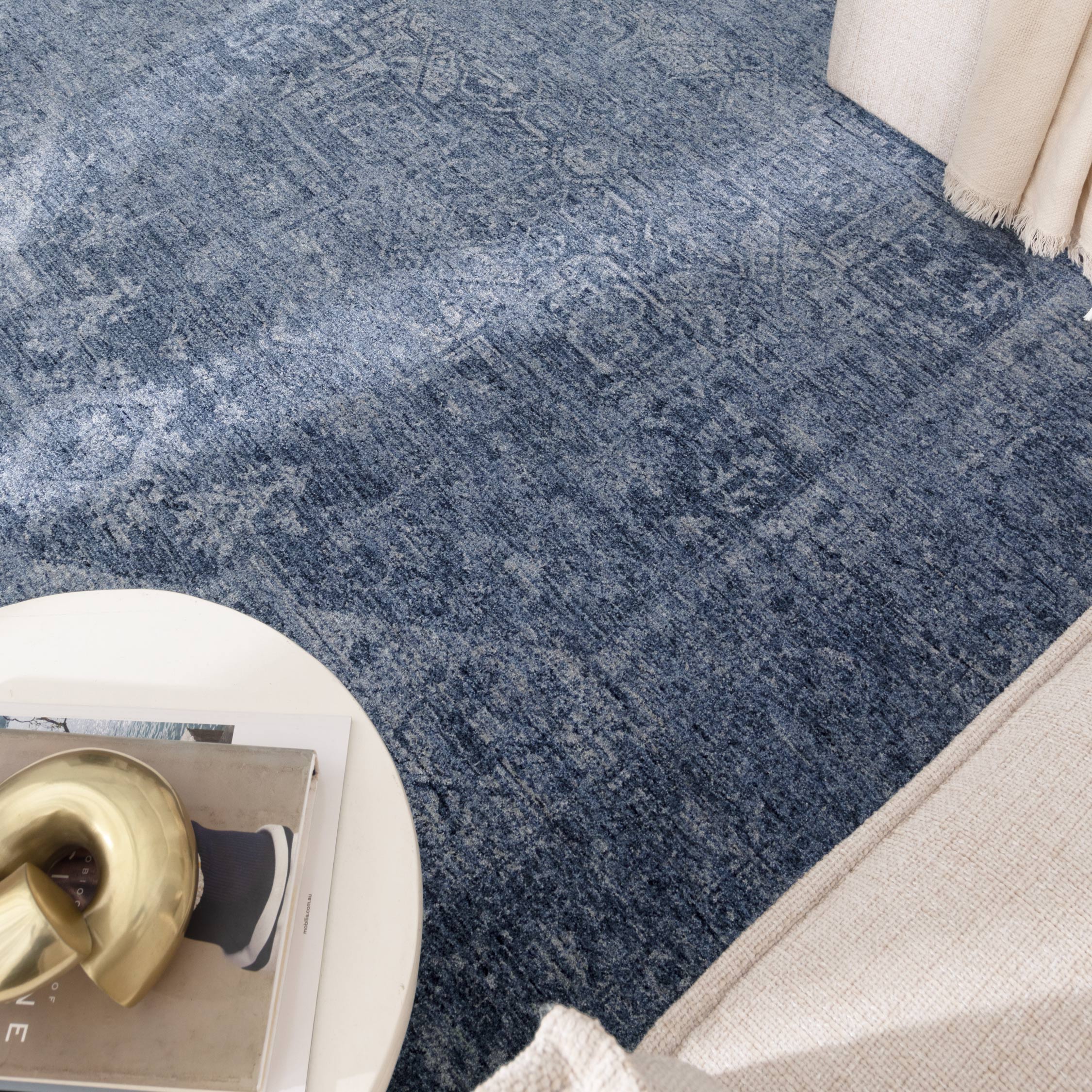 Heritage Distressed Medallion Blue Rug - H104 - Blue area rug rug from Vogue Rugs Australia