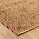 Heritage Distressed Border Mustard Rug - H105: (Different Tassel).
