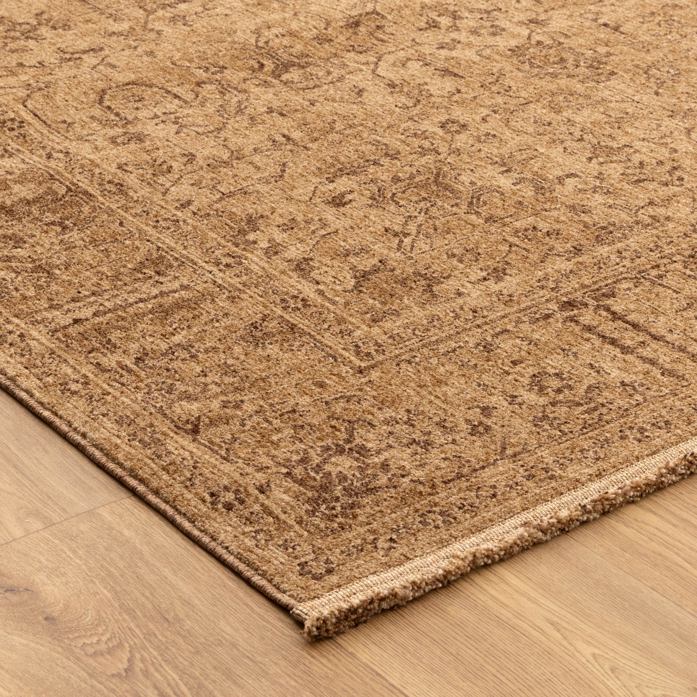 Heritage Distressed Border Mustard Rug - H105: (Different Tassel).