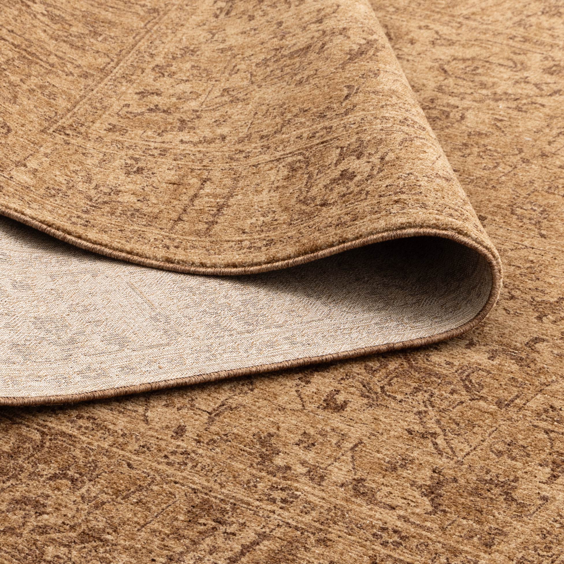 Heritage Distressed Border Mustard Rug - H105: (Different Tassel).