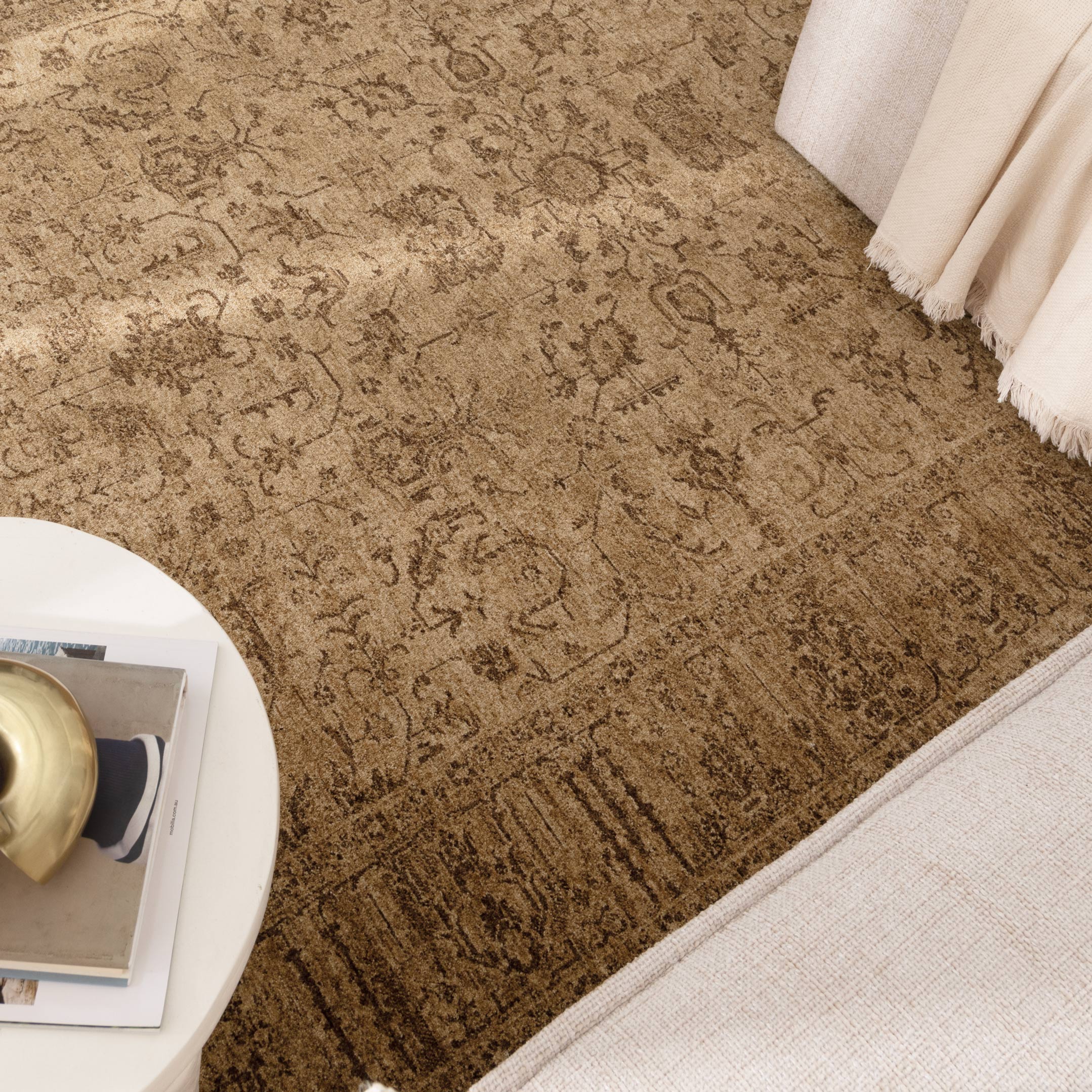Heritage Distressed Border Mustard Rug - H105 - area rug rug from Vogue Rugs Australia