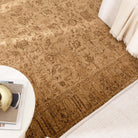 Heritage Distressed Border Mustard Rug - H105: (Different Tassel).