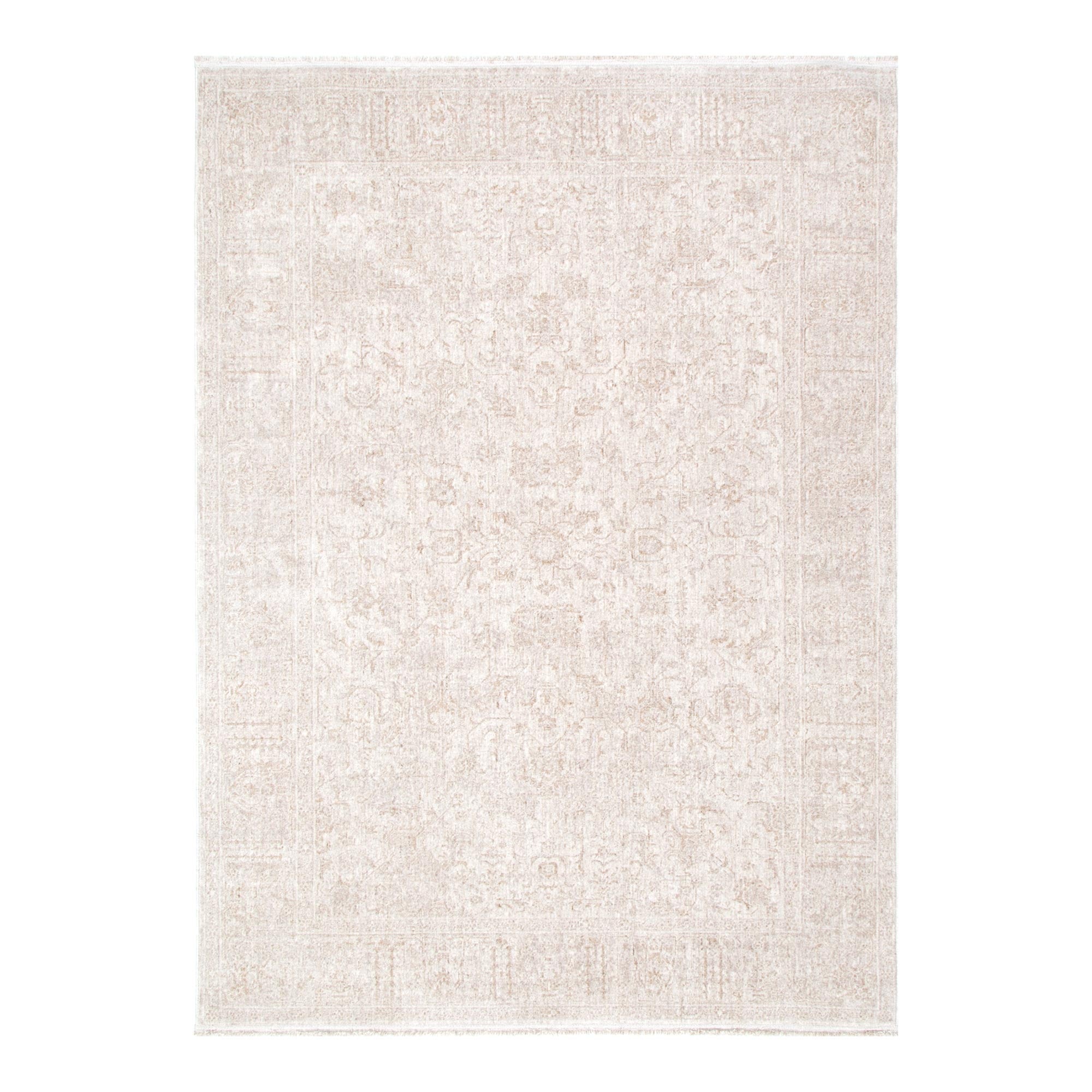 Heritage Distressed Border Beige Rug - H106: (Different Tassel).
