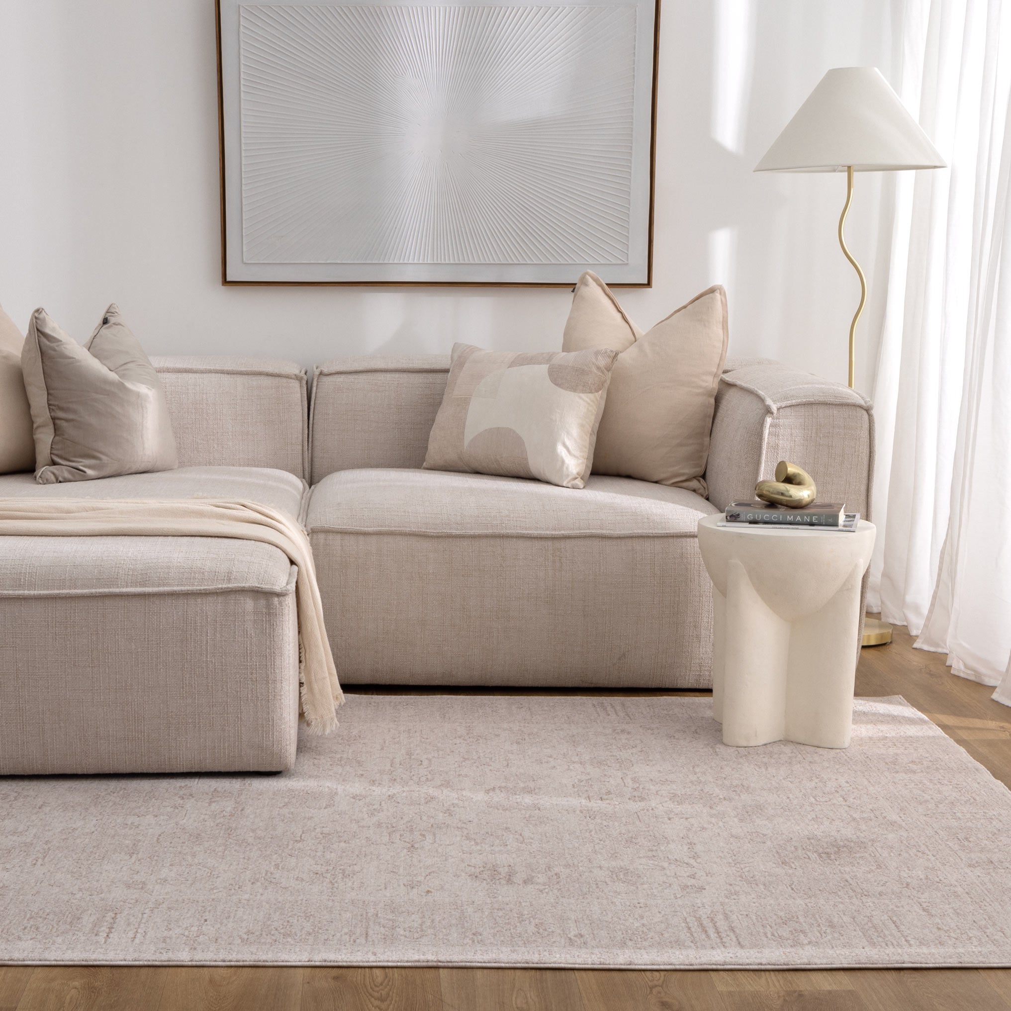 Heritage Distressed Border Beige Rug - H106 - Beige area rug rug from Vogue Rugs Australia