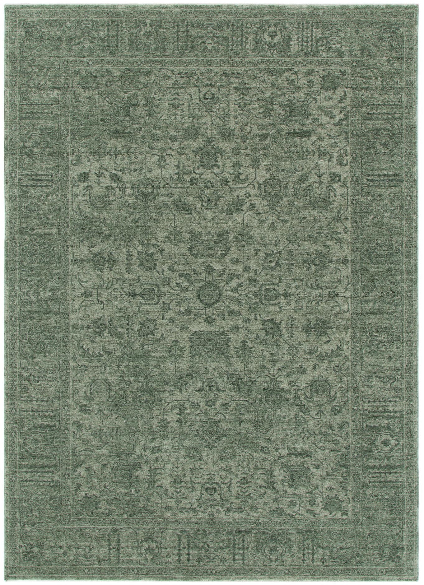Heritage Distressed Border Green Rug - H107 - Green area rug rug from Vogue Rugs Australia