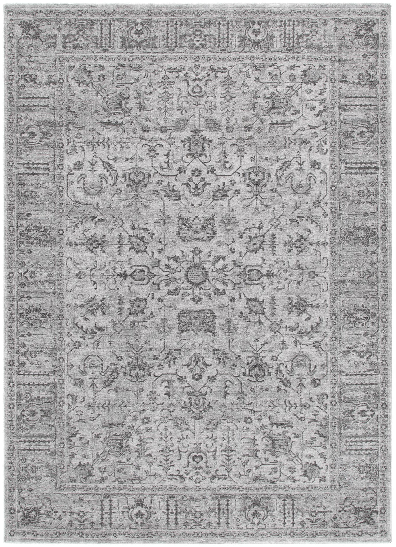 Heritage Distressed Border Grey Rug - H108.
