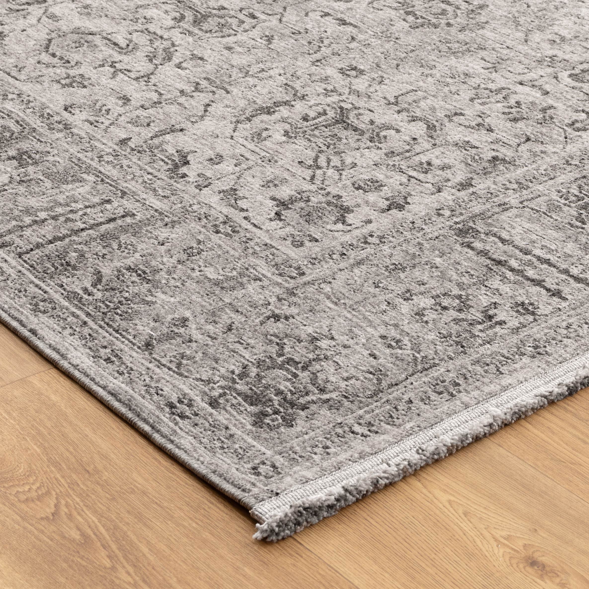 Heritage Distressed Border Grey Runner- H108: (Different Tassel) - Grey area rug rug from Vogue Rugs Australia
