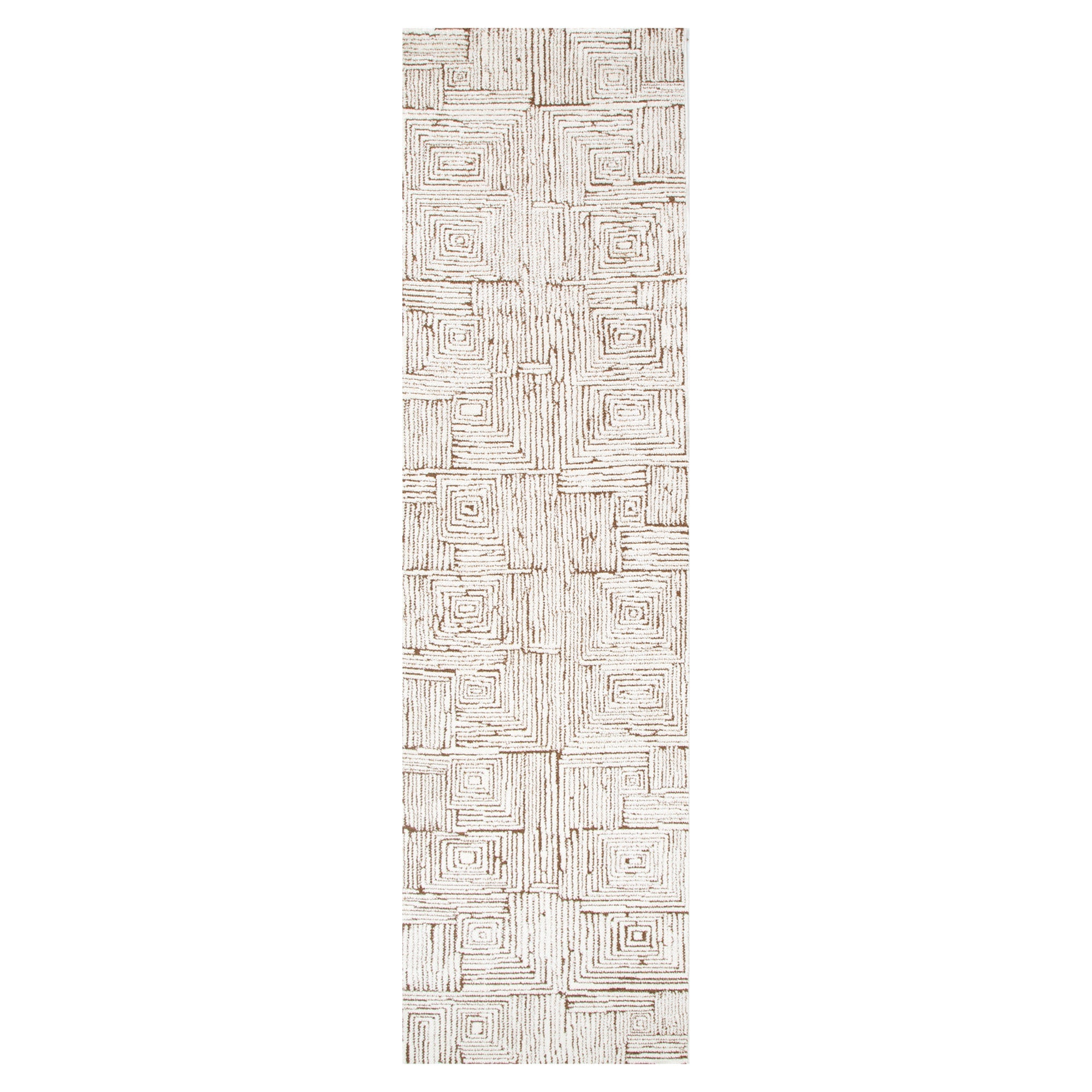 Mila Geometric Squares Cream Brown Rug - MIL8: New Arrival.
