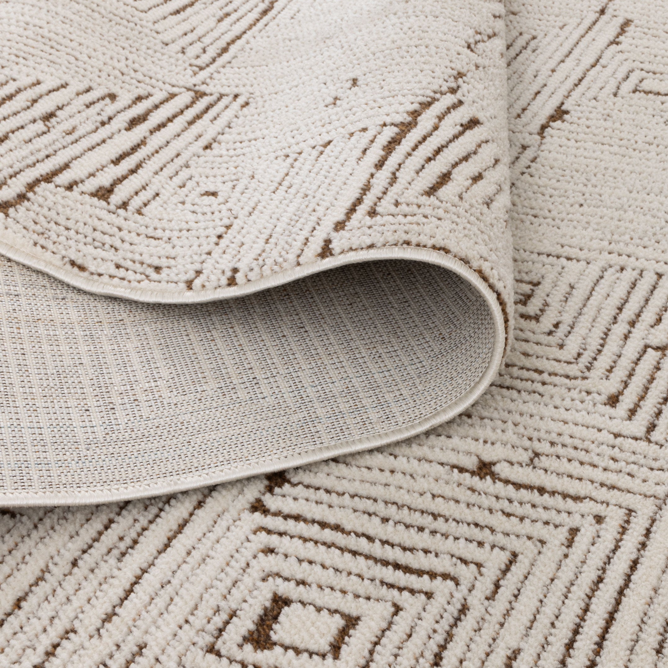 Mila Geometric Squares Cream Brown Rug - MIL8: New Arrival.