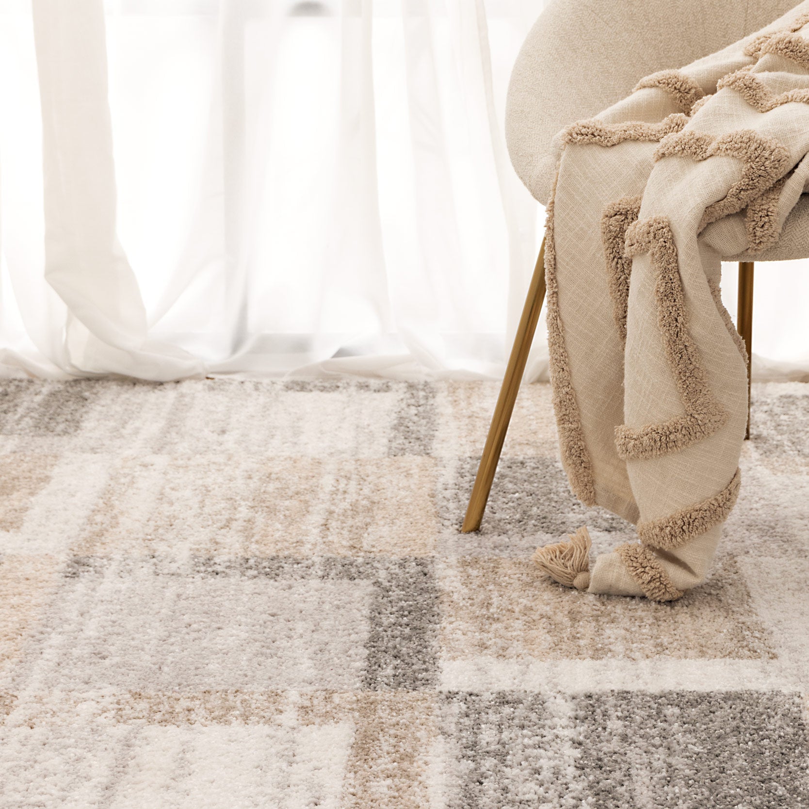 Nola Squares Neutral Rug - N001 - area rug rug from Vogue Rugs Australia