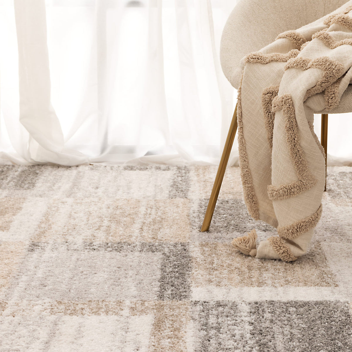 Nola Squares Neutral Rug - N001 - area rug rug from Vogue Rugs Australia