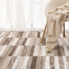 Nola Shapes Beige Brown Rug - N002.