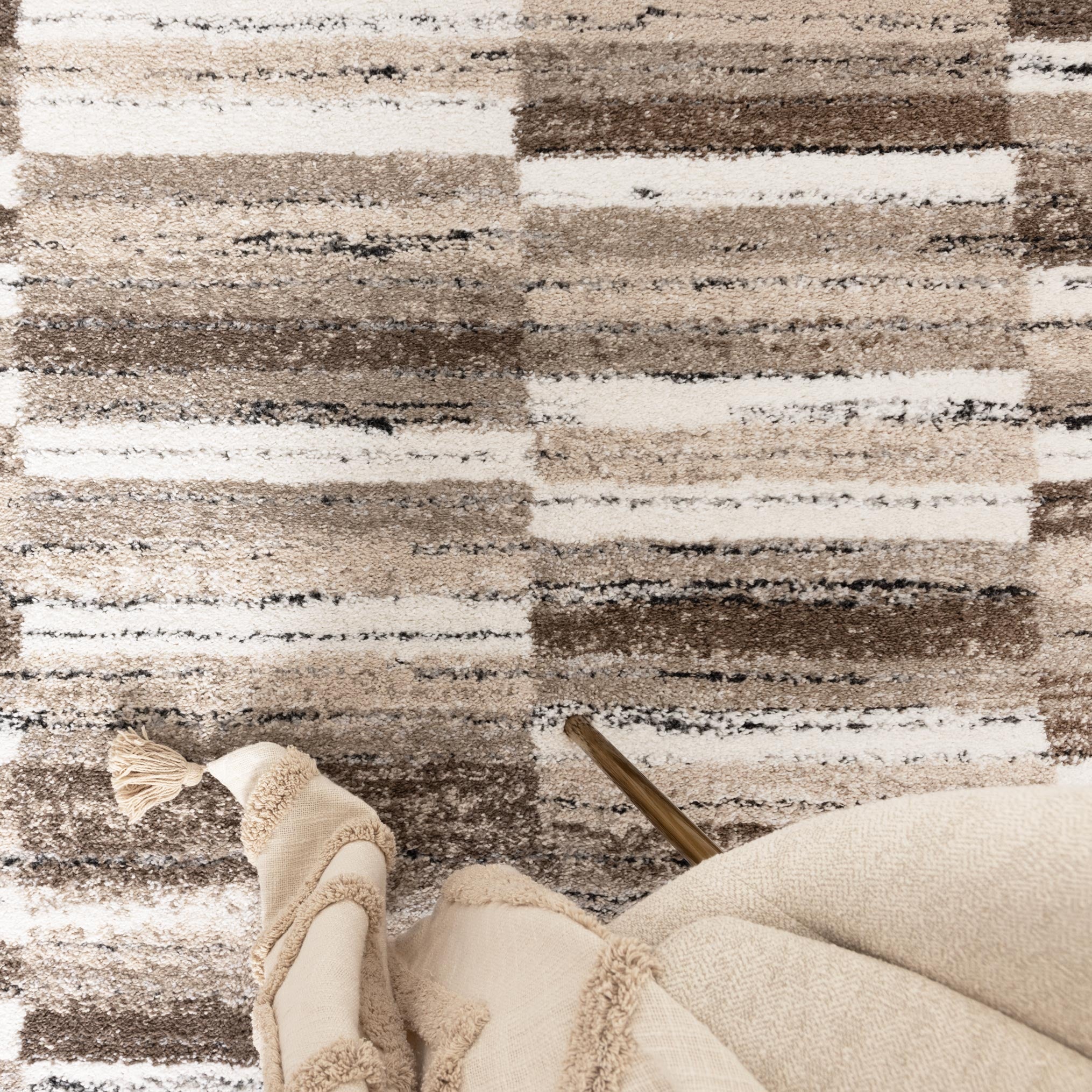 Nola Shapes Beige Brown Rug - N002.