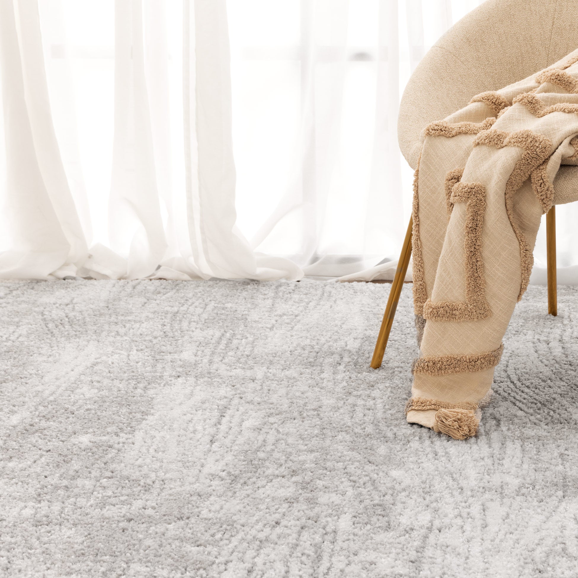 Nola Carved Grey Rug - N003.